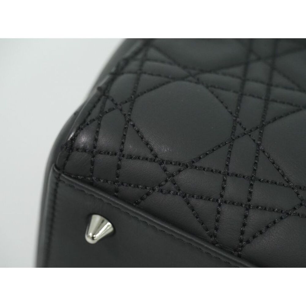 Dior Lady Dior Black Leather Handbag (Pre-Owned) - Picture 10 of 10